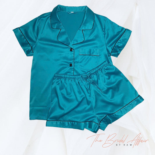 Satin Pyjamas Set - Turquoise