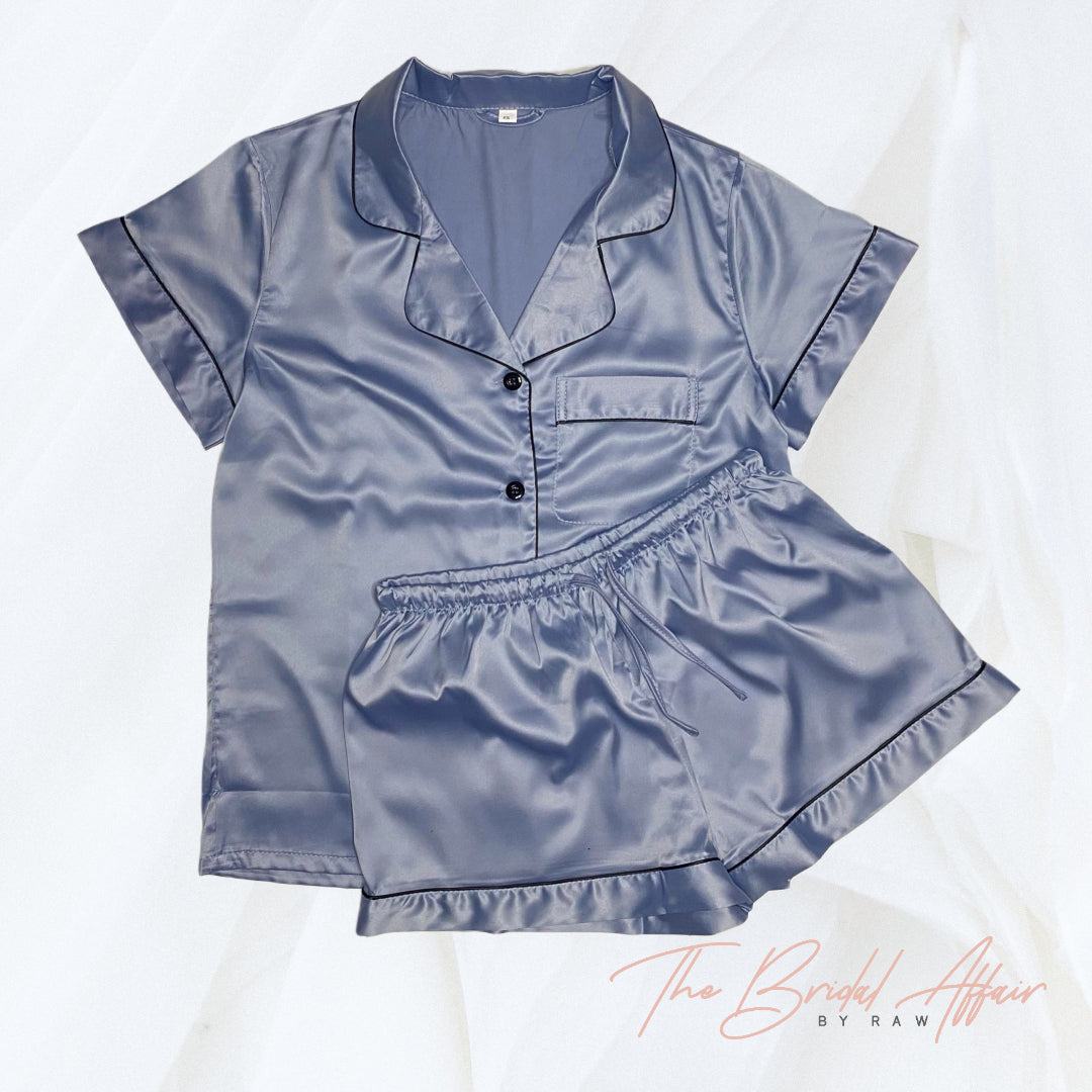 Satin Pyjamas Set - Dusty Blue