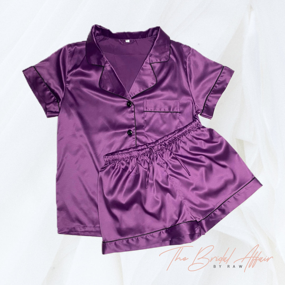 Satin Pyjamas Set - Plum